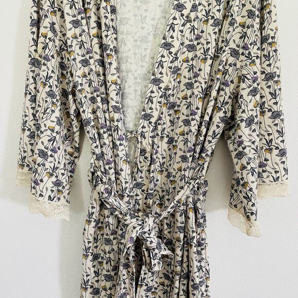 EUC ThirdLove Wonderknit Kimono Lace Robe Floral Purple Loungewear‎ Sexy Size 1X - Picture 3 of 7